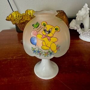 Westmoreland Frosted Glass Teddy Bear Fairy Lamp